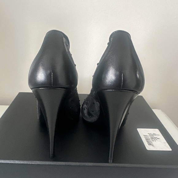 SAINT LAURENT Black anja pumps in rhinestone mesh 39.5 - Picture 5 of 7